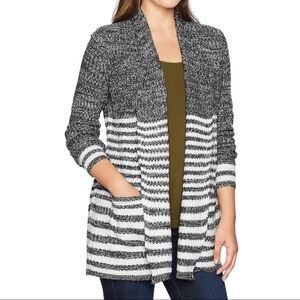 Jason Maxwell Striped Open Front Cardigan Pockets